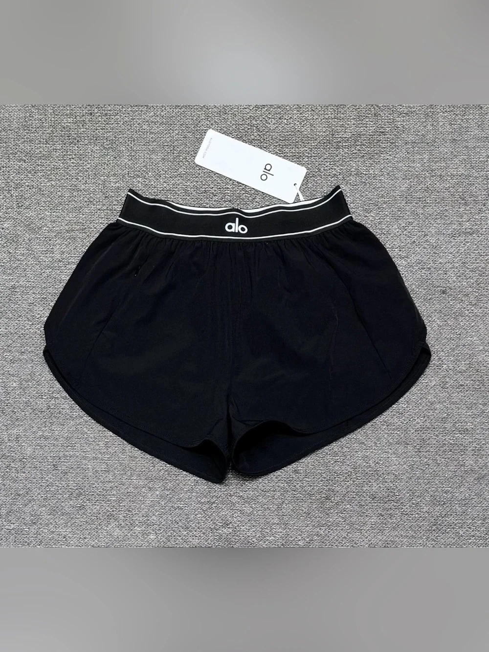 ALO Yoga Black Women's Athletic Track Shorts with White Trim